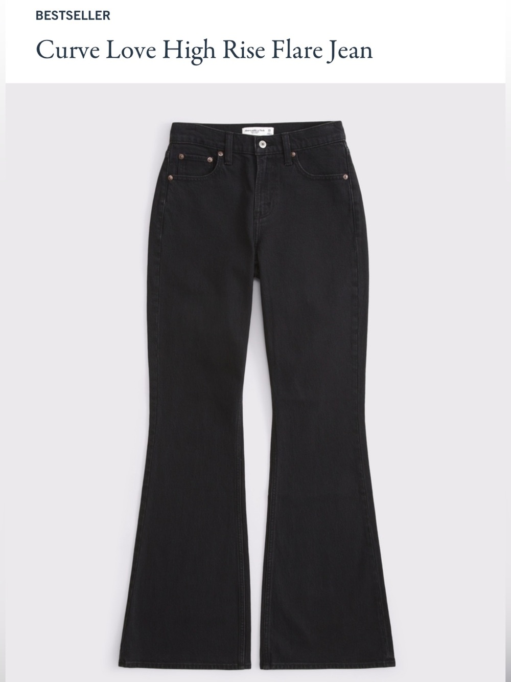Abercrombie & Fitch Black Curve Love High-Rise Flare Jean - Size 25, NWT - Picture 1 of 7